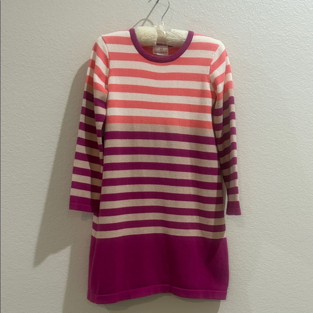 Hanna Andersson Ombré Striped Pink Sweater Dress, EUC, Size 130, 6-7